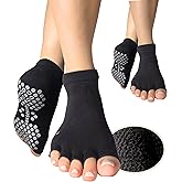 Soxsense Toeless Grip Socks for Pilates & Yoga, Open Toe Non Slip Socks with Cushion for Barre, Dance, Workout 2Pairs