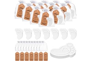 KBDHYY 50 Sets Baby Shower Soap Favors - Handmade Scented Baby Feet Soap with Thank You Cards & Organza Bags for Guests Return Gift & Gender Reveal Prizes & Birthday Souvenirs (White)