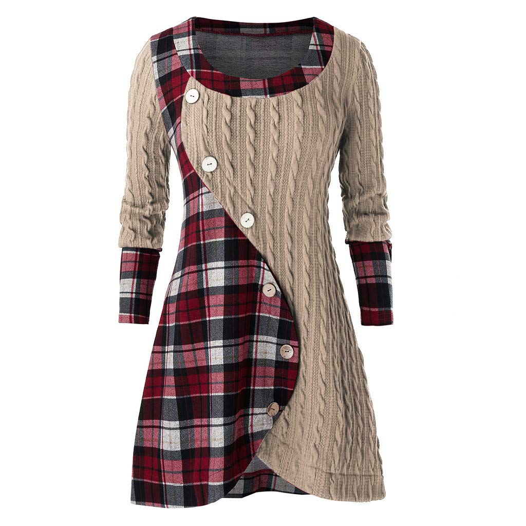 plaid drawstring cowl neck tunic sweatshirt dress