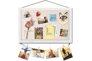 Miratino Cork Board Bulletin Board, 16 "x11 White Linen Cork Boards for Walls with White Frame, Pin Board Vision Board for Home Kitchen School Office Decor