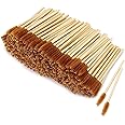 Tbestmax 300 Disposable Mascara Wands Eyelash Brush Spoolies for Eye Lash Extension Eyebrow Bamboo Stick Brown
