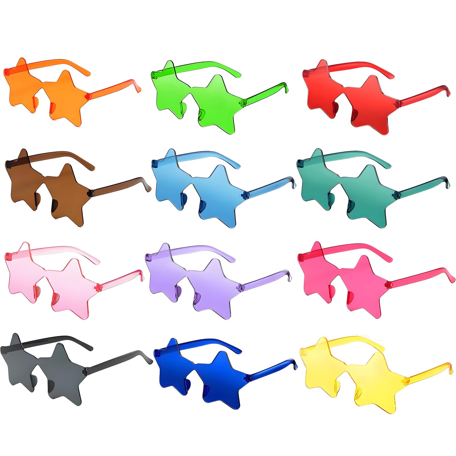 12Pcs Star Shaped Sunglass Party Glasses for Kids Adults,Festival Glasses Fancy Dress Sunglass Funky Hippie Glasses Star Shaped Sunglasses Multipack for Children,Costume Bachelorette Party Accessories
