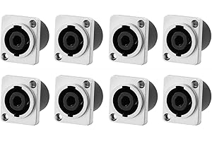 Yuyaokk 8 Pack SpeakOn Panel Mount Socket Rectangle(Square), 4 Pole Audio Speaker Jack Twist Lock Compatible with Speakon NL4MP, NL4MPR, NL4FC, NL4FX, NLT4X, NL4 Series, NL2FC, NL2