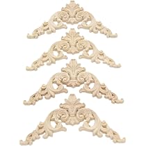 8 Pièces Moulure Bois Sculpté - Applique Décorative Pour Meubles, Portes Et Fenêtres Style Baroque