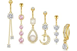 QWALIT Belly Button Ring Clicker Surgical Steel for Women - Silver Gold Navel Rings Simple Belly Piercing Jewelry