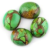 ColouredRocks Green Turquoise (20cts) (4pcs) (12x10mm) Natural Cabochon Crystals, Loose Gemstone, Wholesale Polished Supply, Jewelry Making, Chakra Healing Stone, DIY Craft, Gem Collection