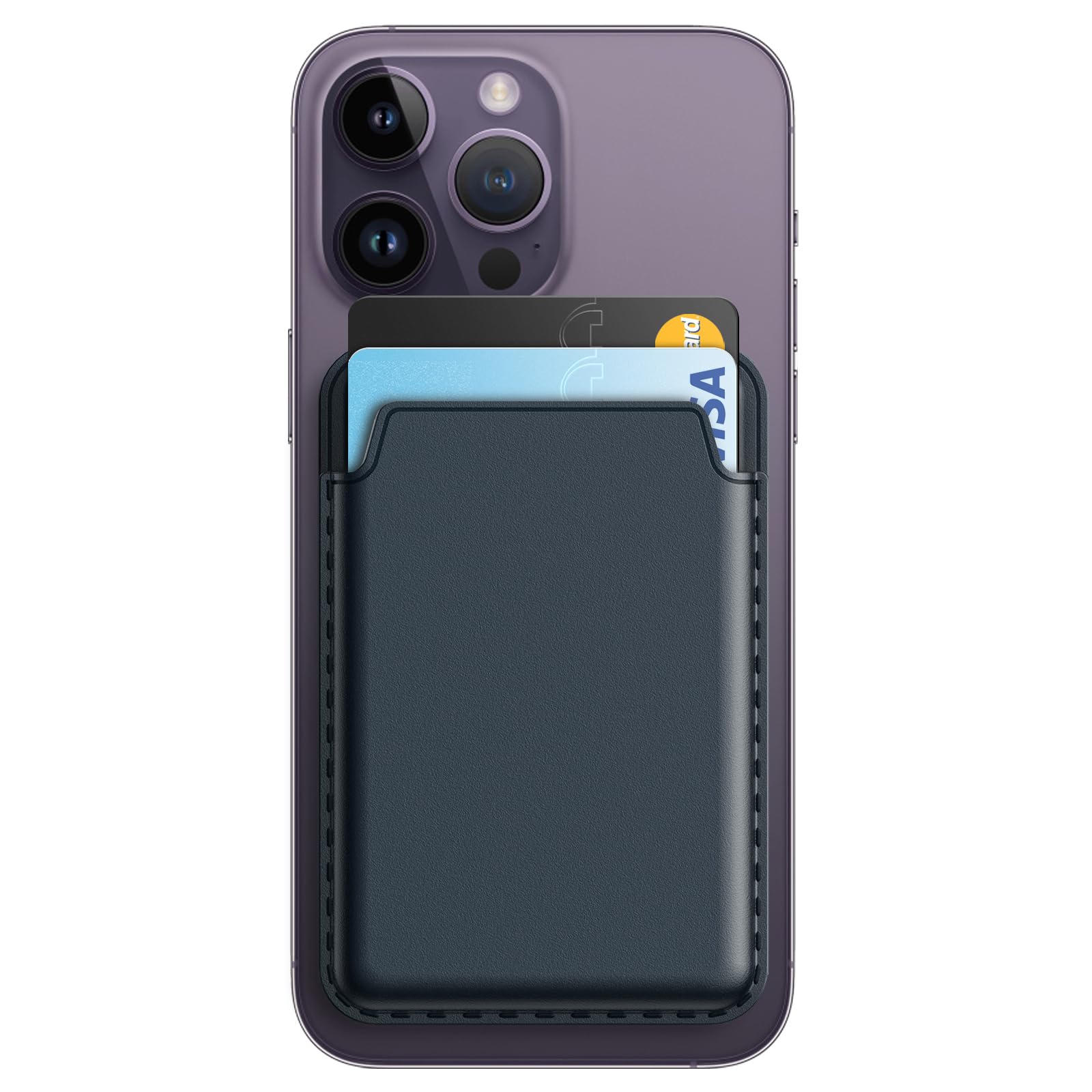 JETech Magnetic Wallet Compatible with MagSafe for iPhone 17/17e/Air/16/15/14/13/12 Series, Pixel 10 Series, PU Phone Card Holder, Store 1-2 Cards (Blue)