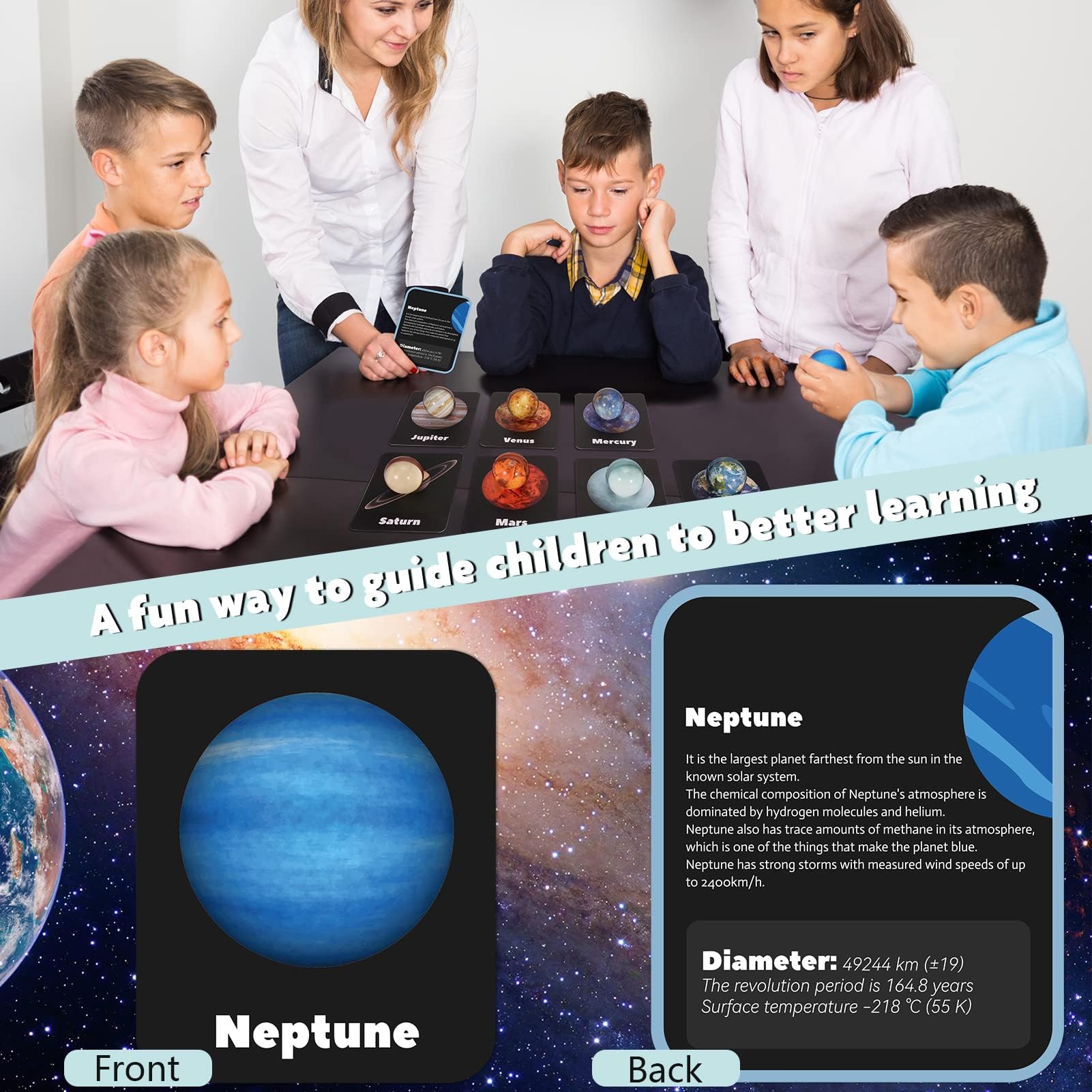 Pllieay 16PCS Solar System for Kids, Solar System Planets Toys - Eight Planets Bouncy Balls+Planetary Flashcards for Kids Party Favors, Educational Space Toys