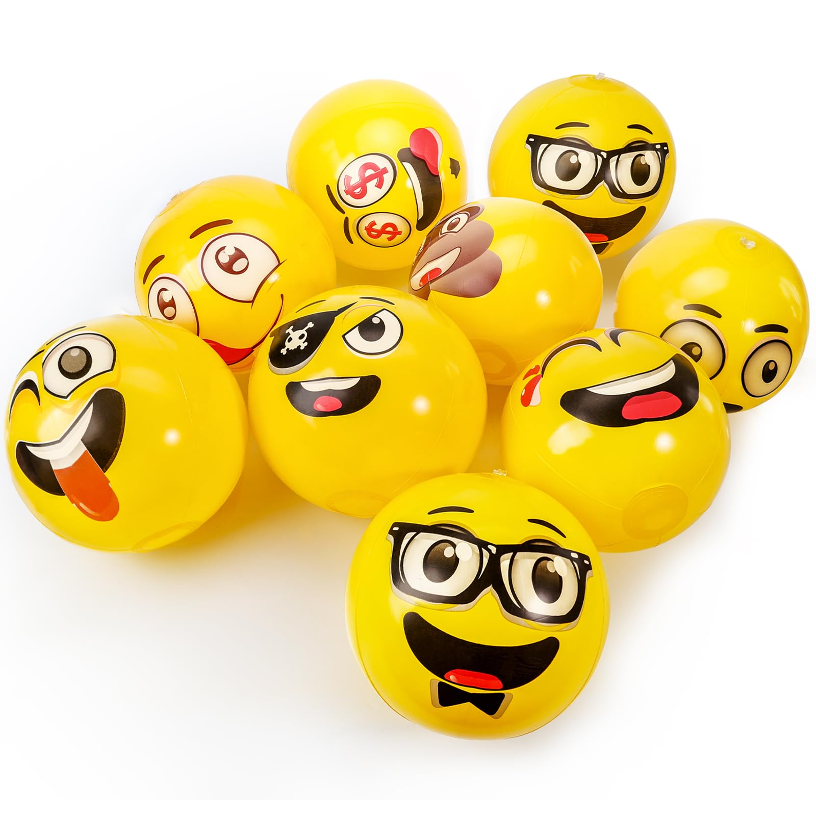 Photo 1 of FUTUREPLUSX 9PCS Inflatable Beach Balls, Emoticon Beach Balls 10" Pool Balls for Kids Summer Pool Party Toys ?Random Styles?