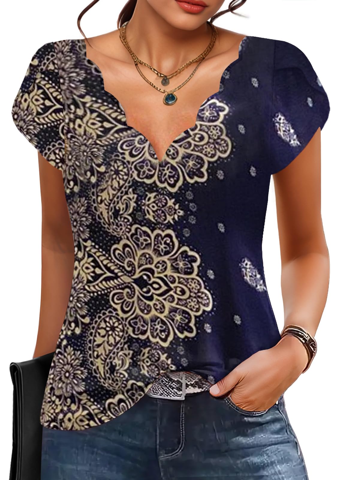 Moonlit Petals Short Sleeve Top