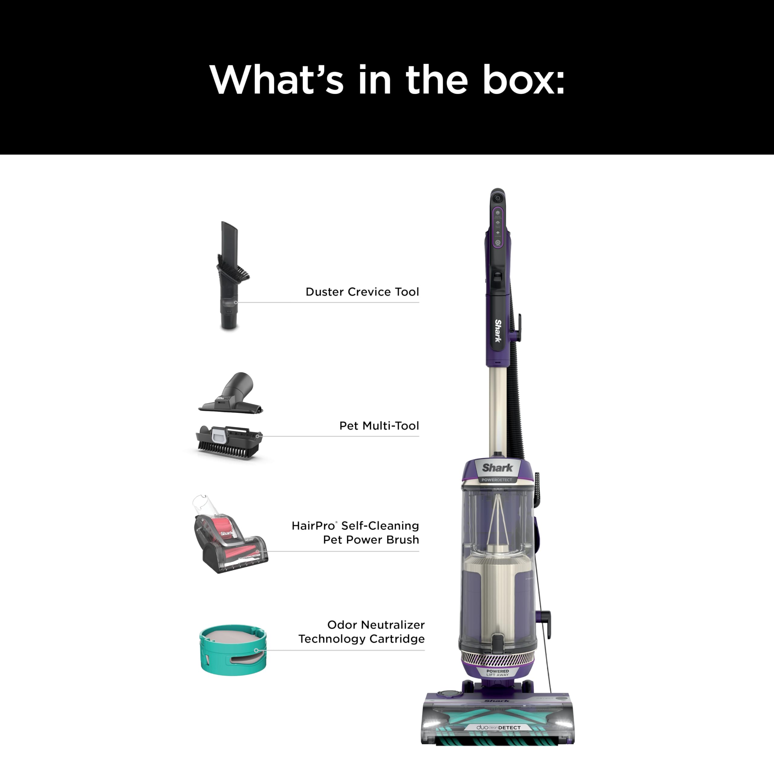 Shark POWERDETECT Upright Vacuum Cleaner with HEPA Filter, Heavy Duty Vacuum with Powerful Suction for Pet Hair Pickup, DuoClean Technology, Powered Lift-Away, Ideal for Carpets & Hardfloors, AZ4002