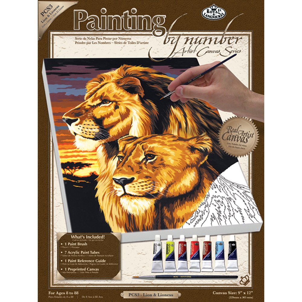 Royal & Langnickel Painting by Numbers Artist Canvas Series Lion and Lioness Small Designed Painting Set
