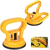 Glass Suction Cup Lifter Heavy Duty Vacuum Handle 30 lbs 2 Pack Small | For Tile, Marble, Granite, Glass Lifting &amp; Window Replacement, Single-Stroke Pump; Ergonomic Grip, Yellow