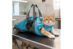 Cinf Cat Nail Clipping Cleaning Grooming Restraint Bag No Scratching Biting for Bathing Nail Trimming Injecting Examining(Blue,M)