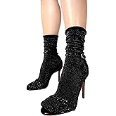 sofsy Sparkle-Finish Essentials - Italian-Made Women's Glitter Ankle Socks for Boots | Metallic Sparkly Tube Crew Socks