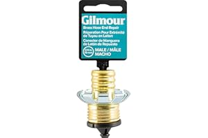 Gilmour 3/4" Male Brass Hose Clinch Mender Coupling, Heavy Duty Metal Water Hose Repair Kit, Garden Hose Repair Fitting
