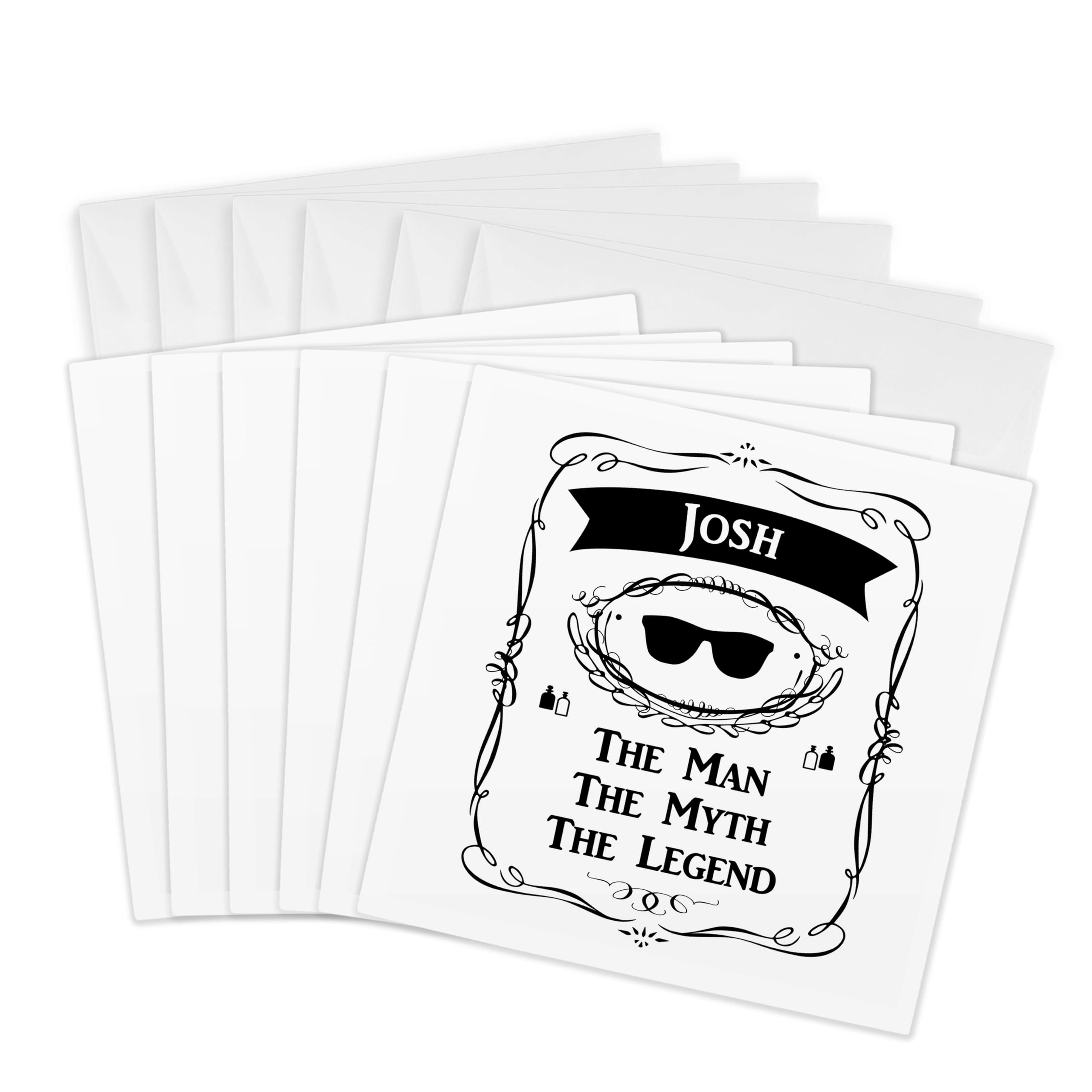 3dRose gc_232317_1 6 x 6-Inch "Josh - The Man The Myth The Legend - Personal Name Personalized Gift" Greeting Card (Pack of 6)