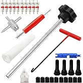 30 pcs Tire Valve Stem Removal Installation Tool Kit,Quick Change Valve Installer Kit with TR413/TR414 Valve Stems ,4-Way Tire Valve Core Removal Replacement Tool,for Cars Motorcycles Lawn Mowers ATVs