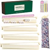 18.7inch Mahjong Racks with Pushers and Bag Set of 4 All-in-One Tile Rack | Acrylic Mahjong Tile Holder for American Mahjongg Accessories and Mahjong Night Gifts,Gift-Ready Packaging