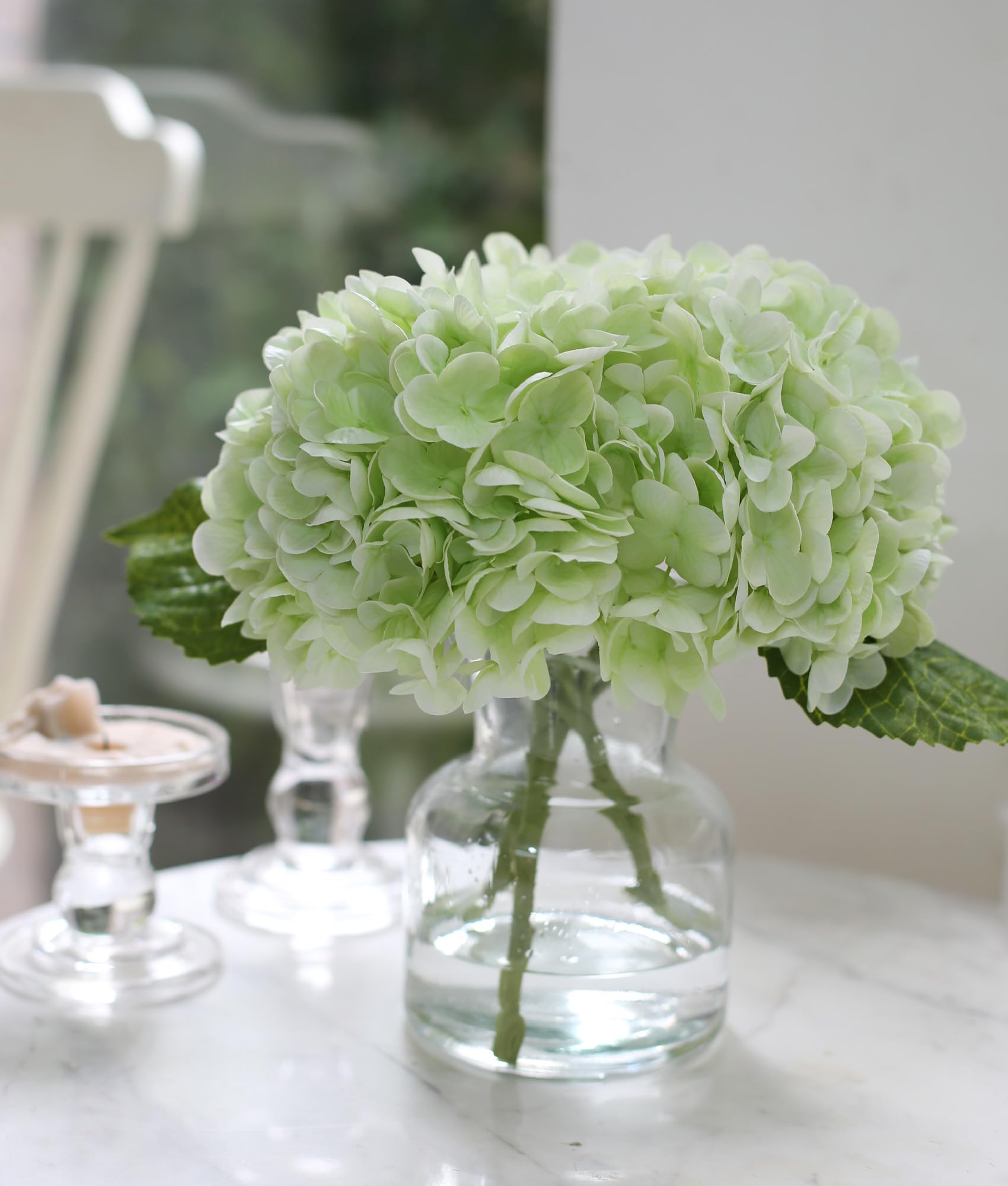 Photo 1 of CHASMILE Real Touch Artificial Flowers Hydrangea in Vase for Home Decoration,Artificial Hydrangeas Centerpieces 