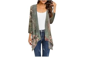 HPJKLYTR Kimono Cardigan 3/4 Sleeve Cardigan for Women,Plus Size Gradient Open Front Lightweight Summer Cardigan With Pocket