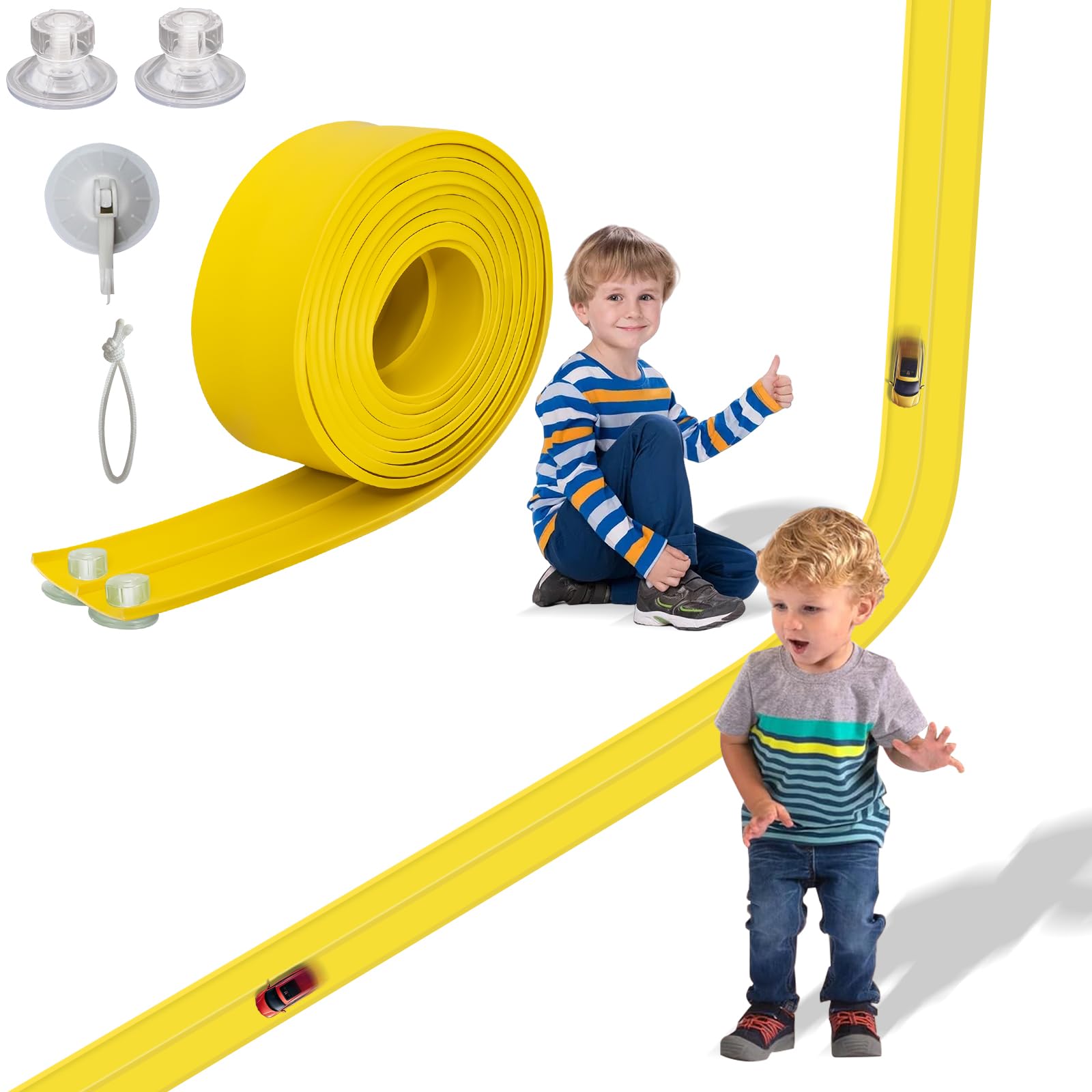 Photo 1 of Flex Track 15 Ft Starter Set, Flexible Race Car Ramp Track for Ages 3 & Up with Suction Cups Compatible with Diecast 1/64th Cars