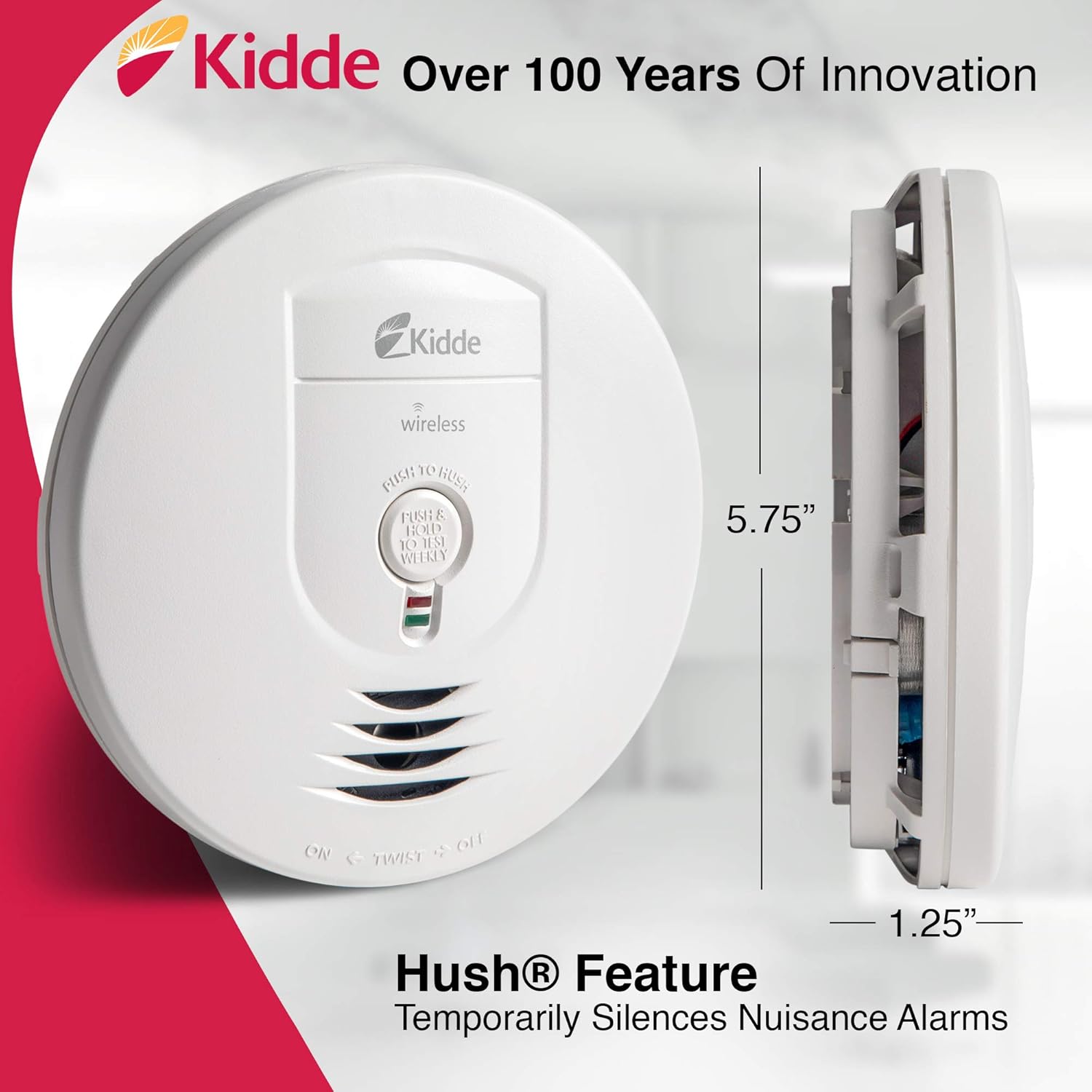 Kidde 21026044 Wireless Interconnect Battery Operated Smoke Detector Alarm | - - 