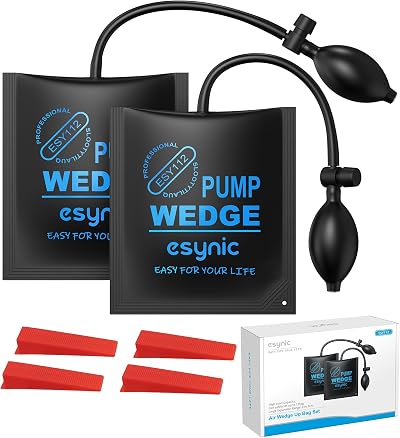 eSynic Air Wedge Pump Up Bags 2pcs with 4 Wedges Door Window Install