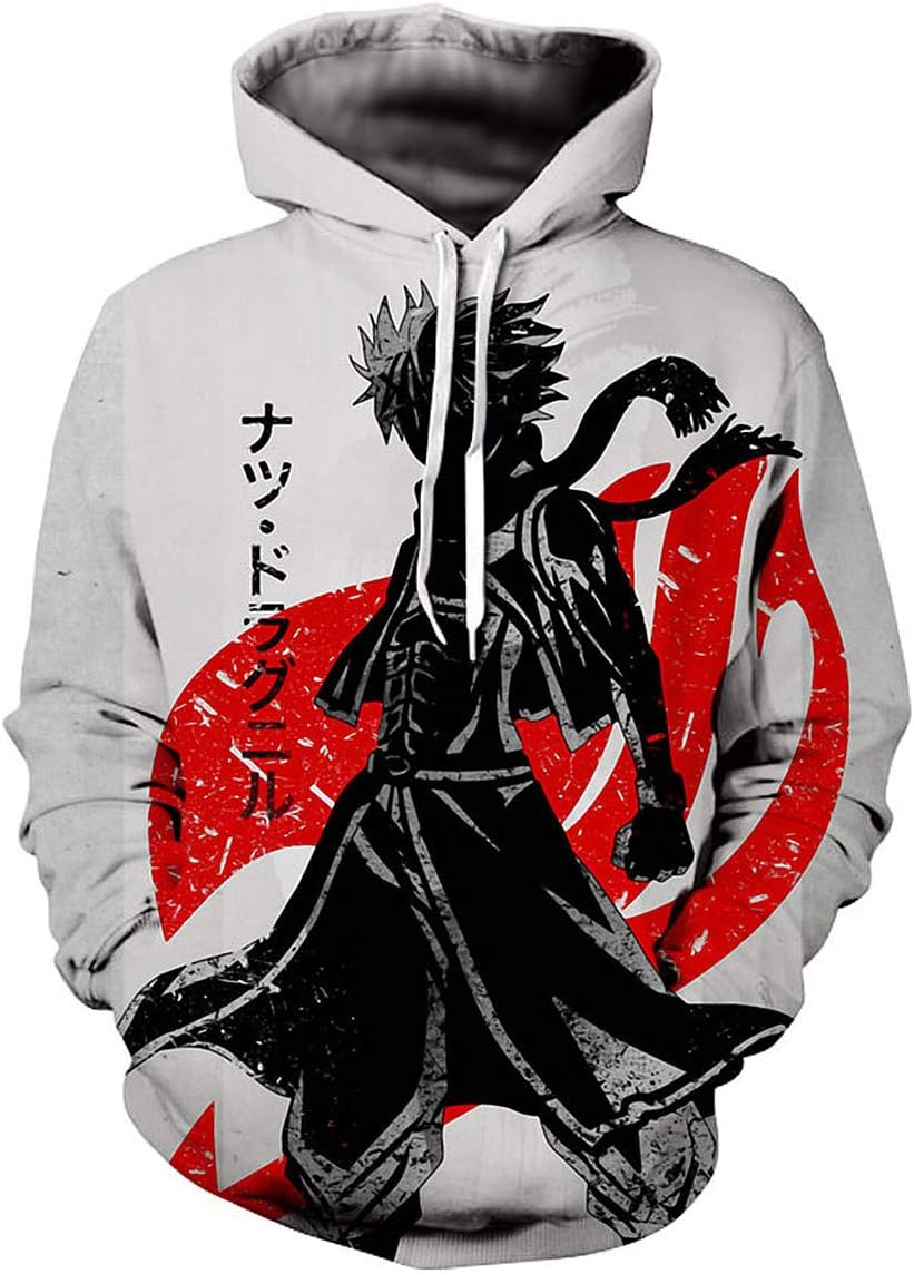 ZIMCA Fairy Tail 3D Printed Pullovers Casual Pouch Pocket Drawstring Hoodies Drawstring Hoodies