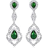 SELOVO Wedding Teardrop Dangle Earrings Silver Tone Vintage Chandelier Earrings Zircon