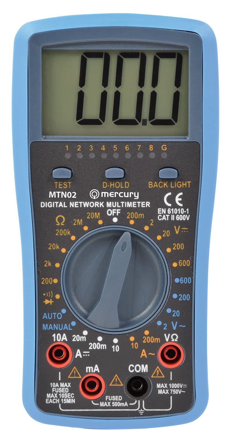Mercury | Professional Digital Multimeter with Network and USB Cable Tester Offers 23 Testing Ranges & 6 Functions