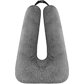 Swemos Travel Pillow, Car Pillow for Kids & Adults - Ergonomic Travel Pillows Sleeping Aid for Neck & Body Support, Car Travel Essentials Pillow on Road Trips-Gray