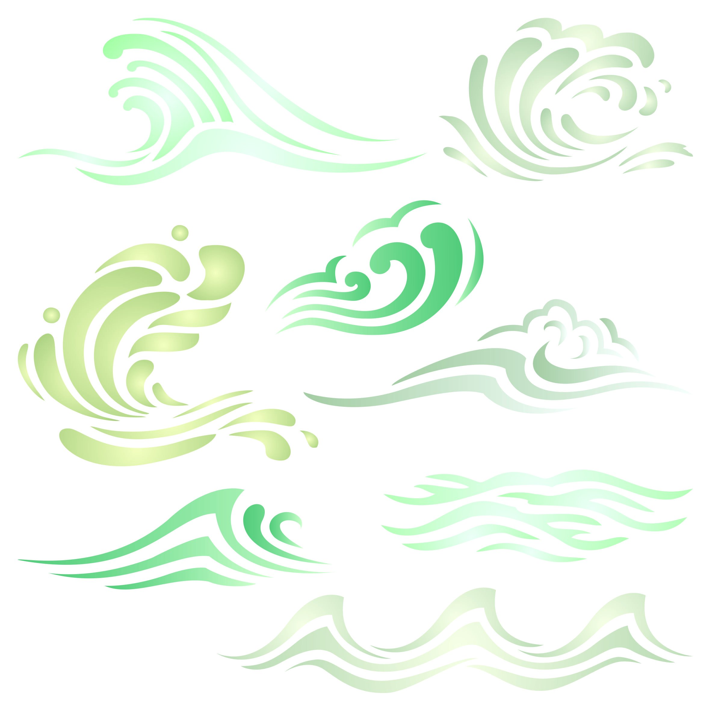 Waves Stencil - 21.5 x 21.5cm (L) - Reusable Ocean Sea Wave Water Effect Wall Stencil Template