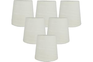 Meriville Set of 6 Eggshell Linen Clip On Chandelier Lamp Shades, 4-inch by 5-inch by 5-inch