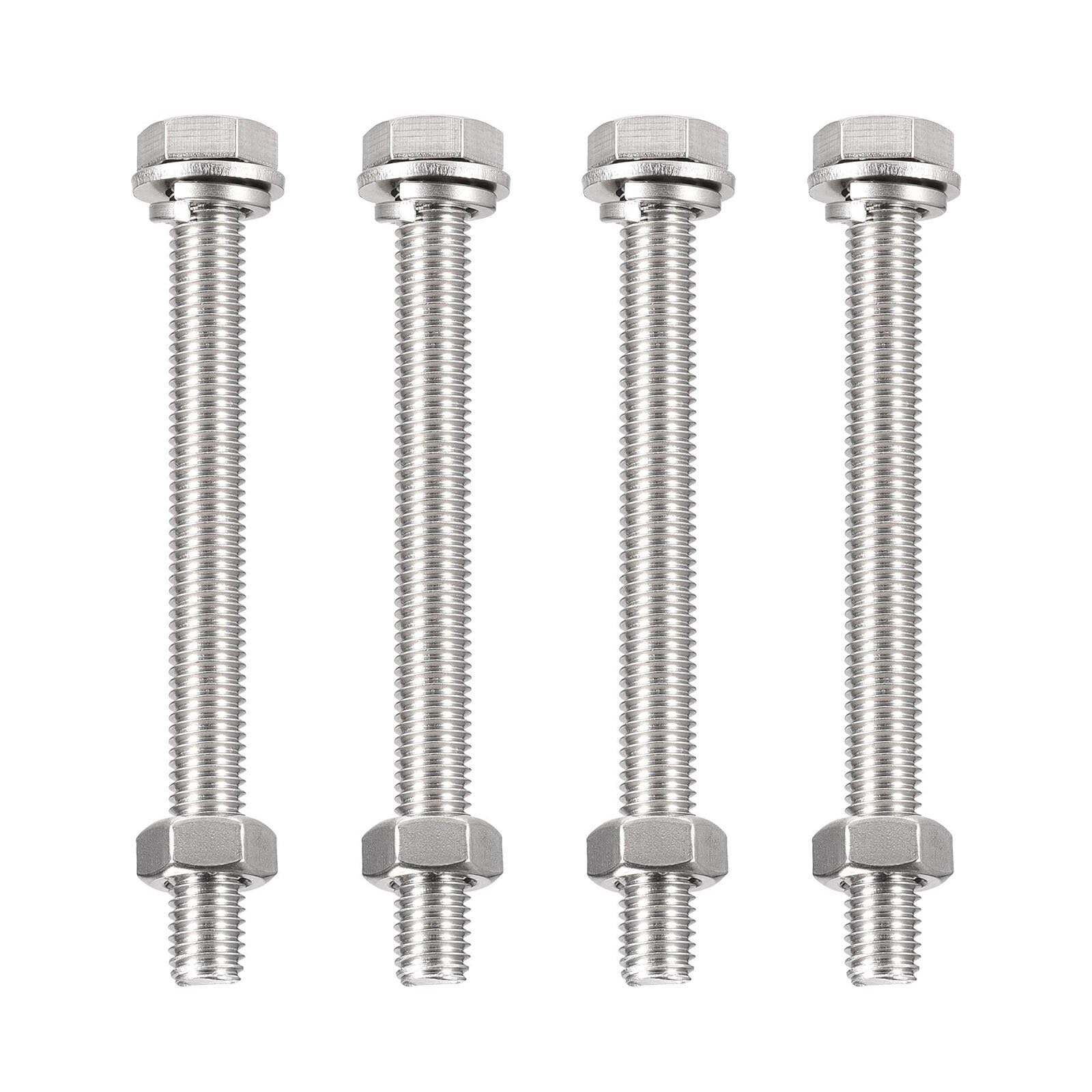 TA-VIGOR 4Pcs M10 x 30mm Hex Head Screws Bolts, Nuts, Flat & Lock Washers Kits, Fully Thread Hexagon Bolts, High Tensile Cap Screws for Metal Work, Automotive Machinery, Bike Motorcycles Repair
