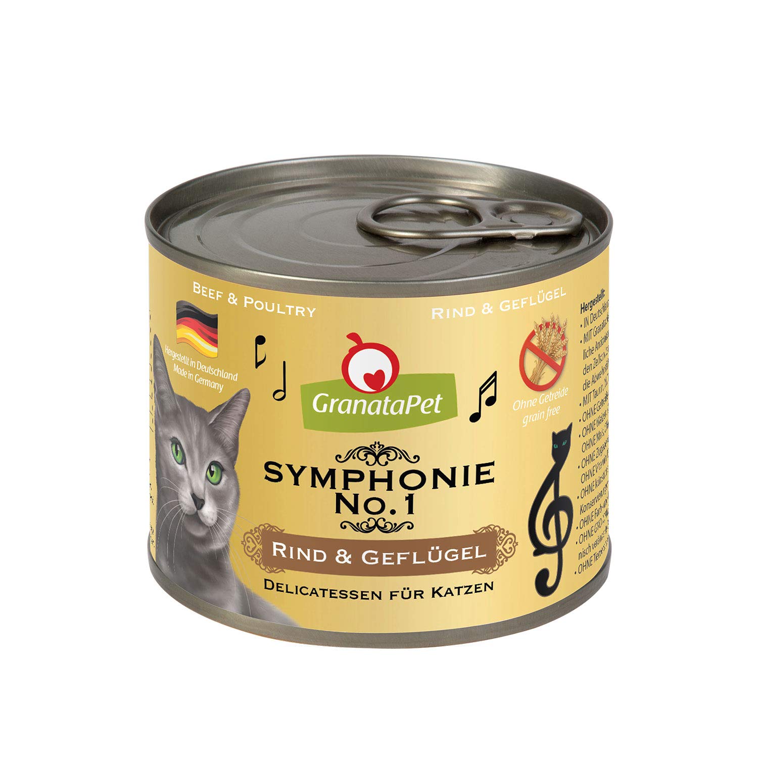 GranataPet Symphonie No. 1 Beef & Poultry, Cat Food Without Grains & Added Sugar, Fillet in Natural Jelly, Delicate Wet Food for Cats, 6 x 200 g White