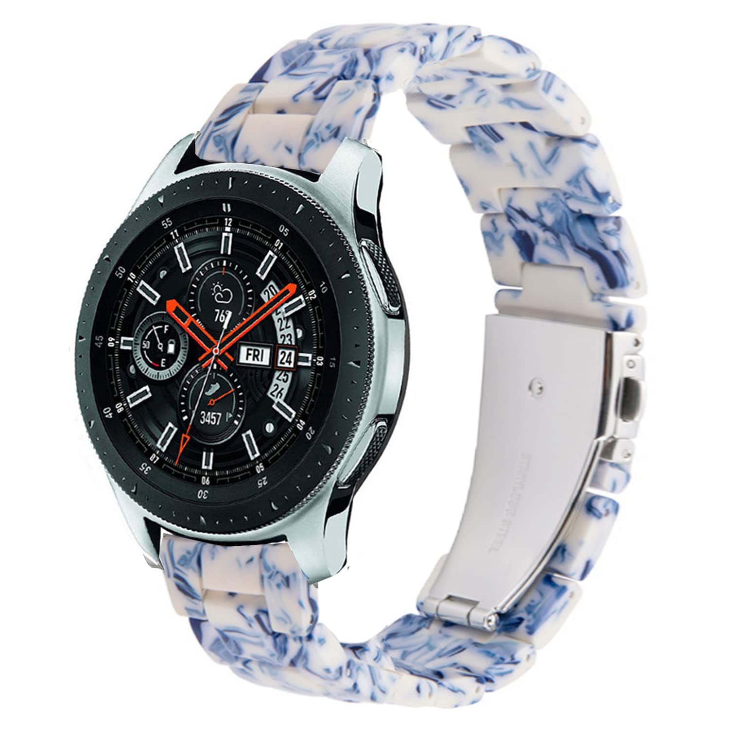 DEALELE Strap Compatible with Samsung Gear S3 Frontier/Classic/Galaxy Watch 46mm / Galaxy 3 45mm, 22mm Colorful Resin Bracelet Replacement for Huawei Watch 3 / GT2 46mm (Blue and White porcelain)