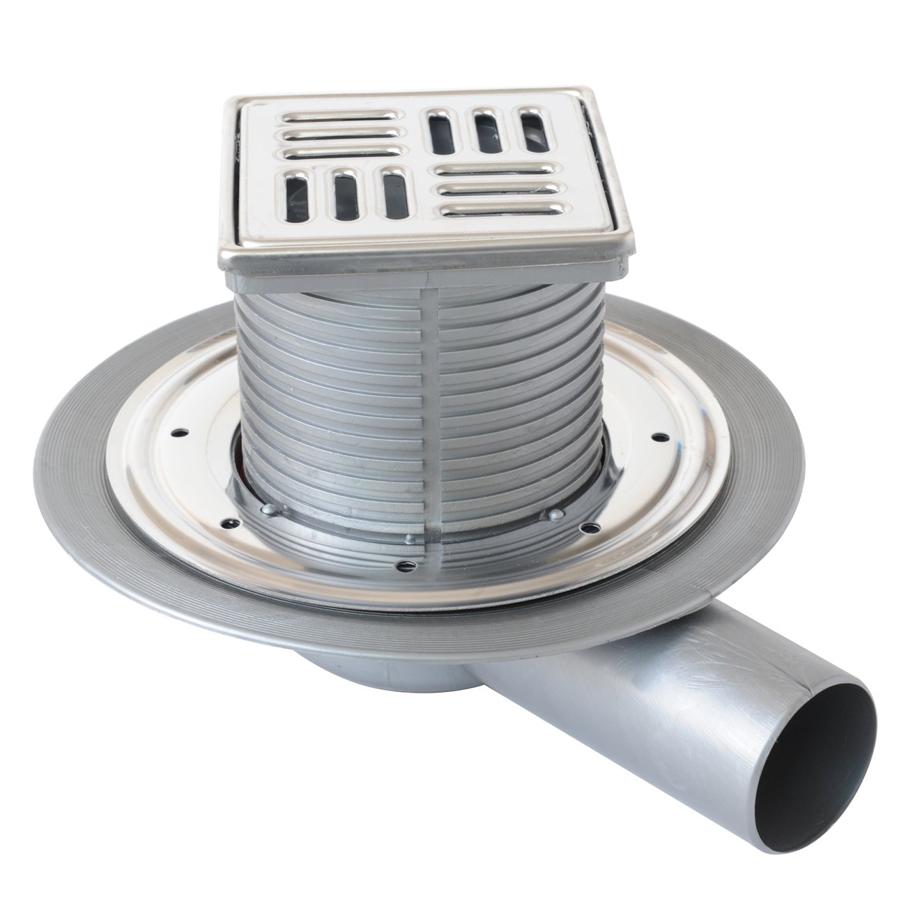 First Plast CHPPF10IN Polypropylene lid mesh and Universal Flange, Silver (Stainless Steel), 100x100 mm