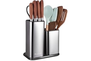 RedCall Kitchen Knife Holder,Stainless Steel Universal Knife Block Without Knives for Countertop,Modern Knife Utensil Holder 