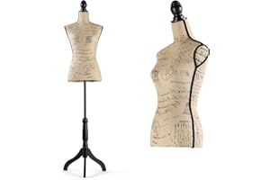 Encomle Dress Form Female Mannequin Torso, Height Adjustable Mannequin Body with Stand for Sewing, Display, Brown