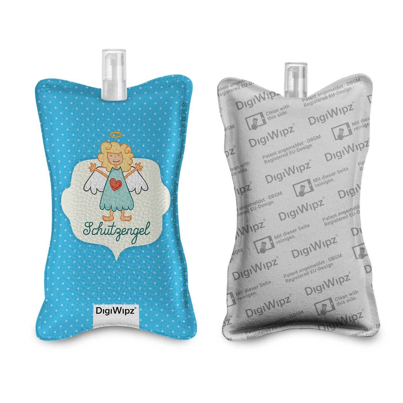 DigiWipz® The ingenious 2-in-1 display cleaner (guardian angel), screen cleaner for displays and touchscreens, screen cleaner microfibre sponge with integrated sprayer