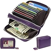 traderplus Women's RFID Blocking Leather Zipper Card Wallet Small Purse Credit Card Case Holder for Mother Day Gift (Purple)