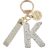 Bling Initial Letter Keychain for Women Girls Bling Sparkly Cute Bag charm Car Key Accessories
