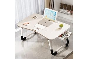 EAQ Laptop Bed Desk,Bed Table Portable Foldable Laptop Bed Tray Table with Cup Holder/Storage Drawer/Bookshelf Board for Bed/