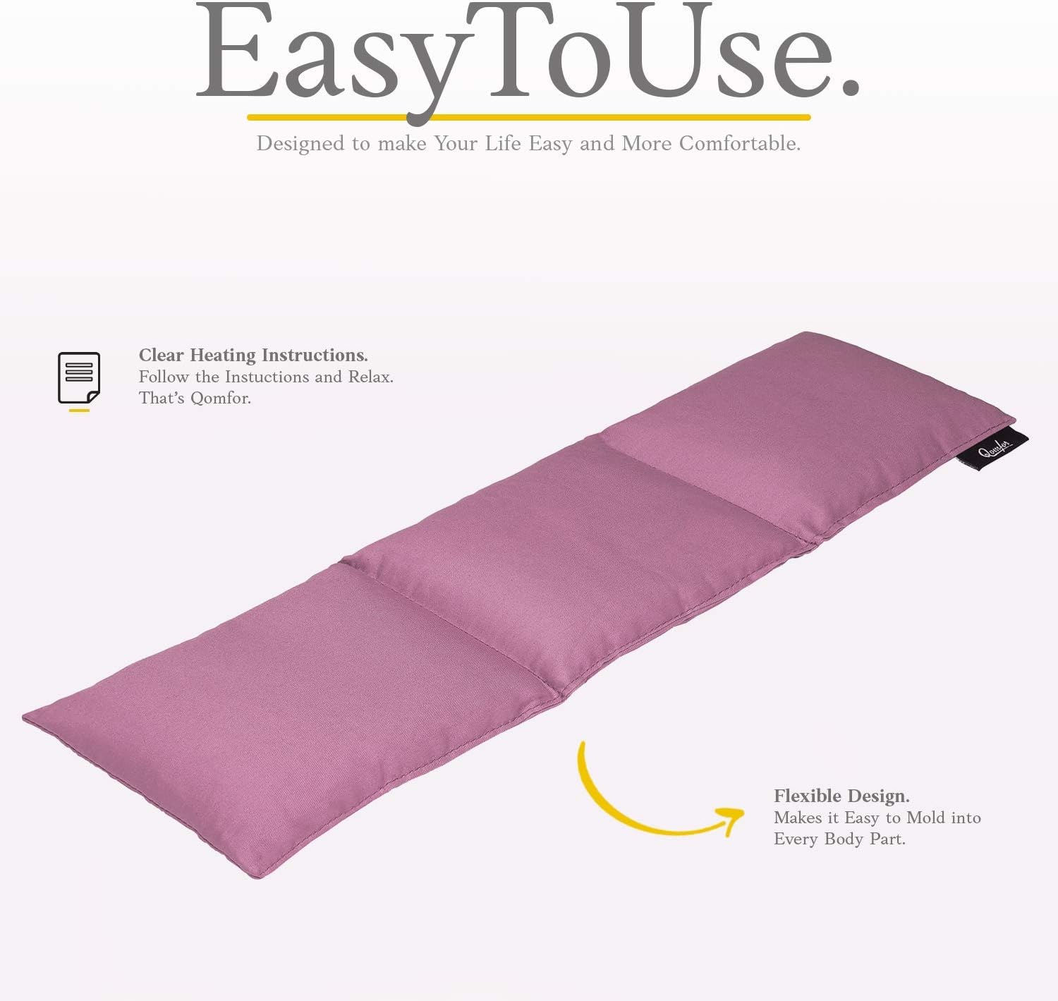 Qomfor Large Wheat Bag for Pain Relief, Microwavable Heat Pack with Lavender, Flexible Heat Pad for Back Neck, Shoulder - Image 4