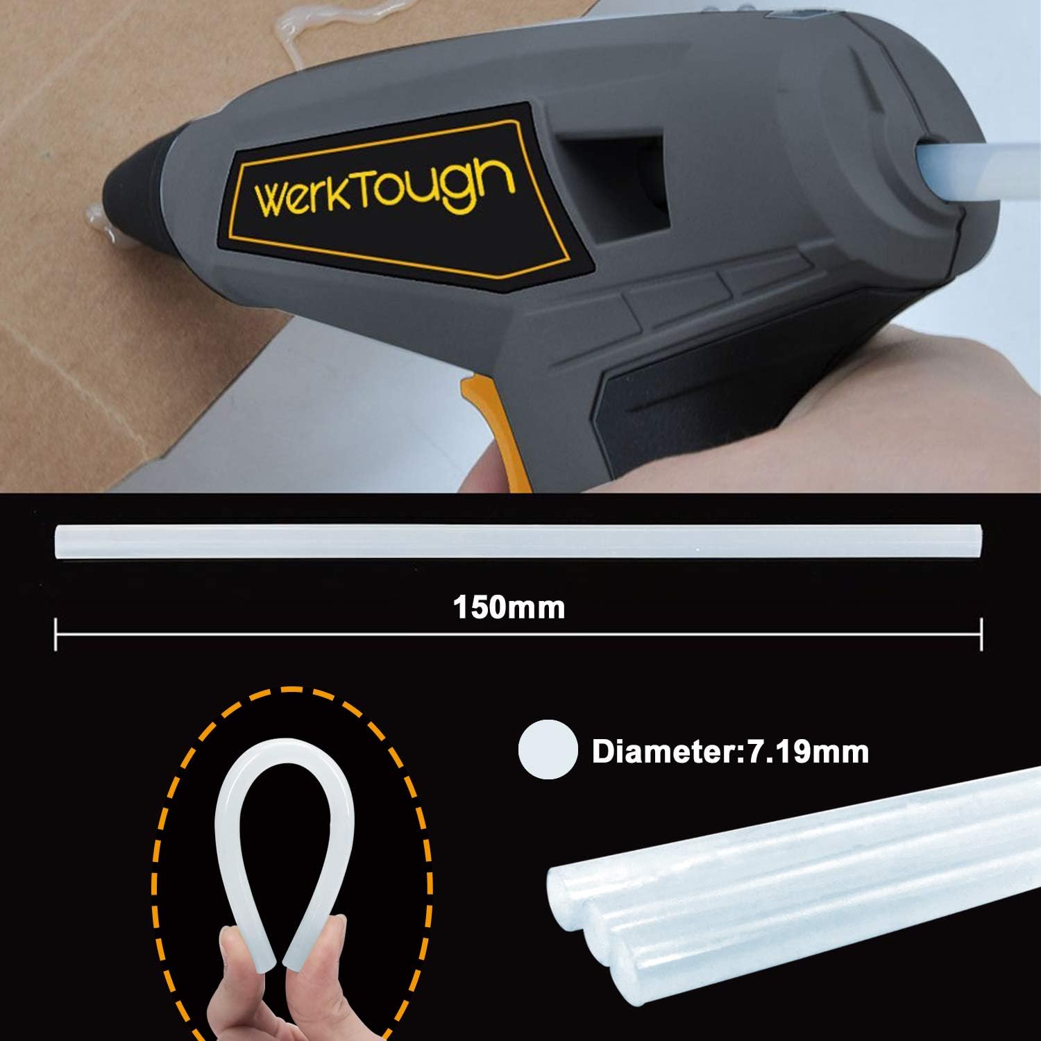 Uniteco Cordless Glue Gun Hot Melt Glue Gun Kit 17s Super Fast Instant Heating Home Repair Improvement DIY Hobby Tools Arts Crafts School -