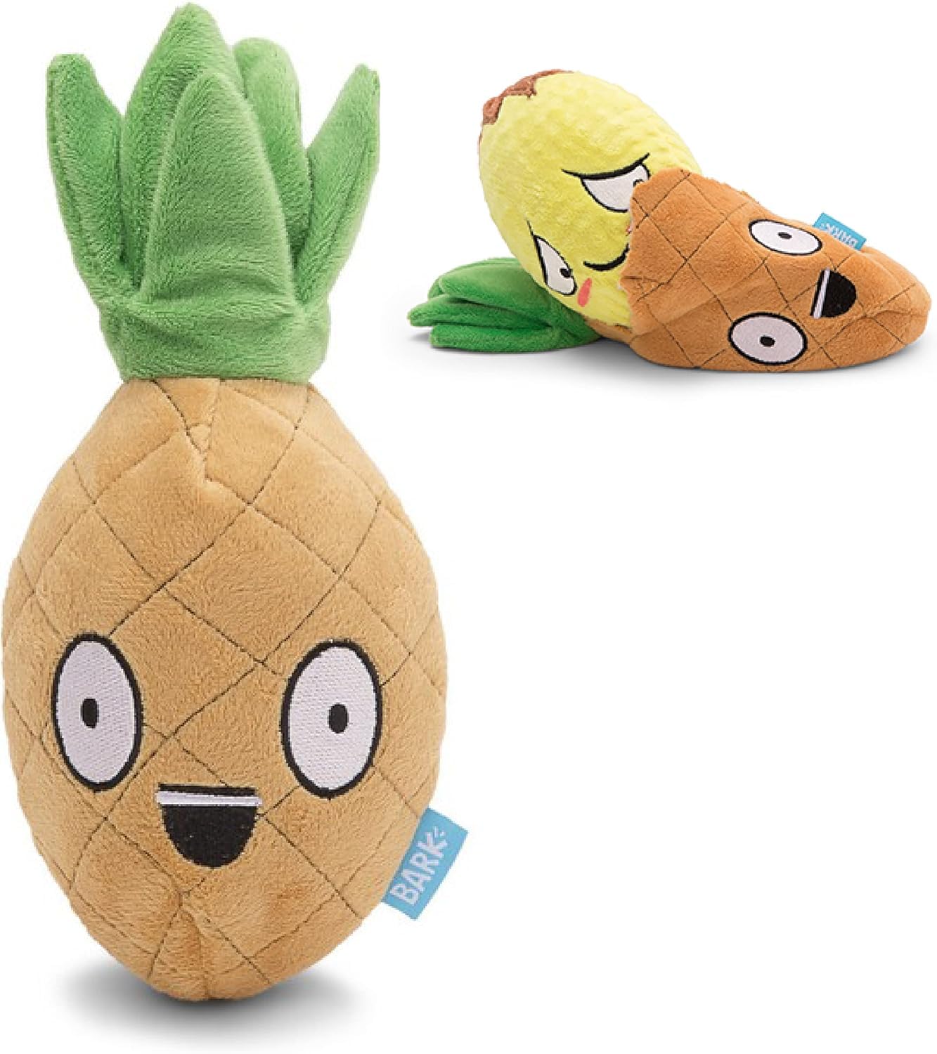 Barkbox Dog Toy 2 in 1 Interactive - Plush Exterior with Squeaker & Crinkle Material, Tearable Dog Toy with Squeaky Spikey Ball Inside, Ideal for Toy Destroyers | Penny The Pineapple, Small