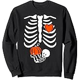 Pregnant Skeleton Mom Halloween Pregnancy Baby Announcement Sweatshirt