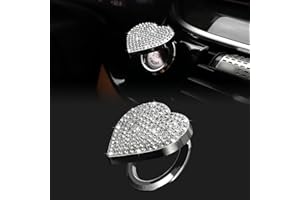 TOMALL Bling Car Engine Start Button Cover Diamond Crystal Push Start Ring Cap Sparkly Accessories Heart Bling Ignition Button Rhinestone Emblem Trim Universal (White)