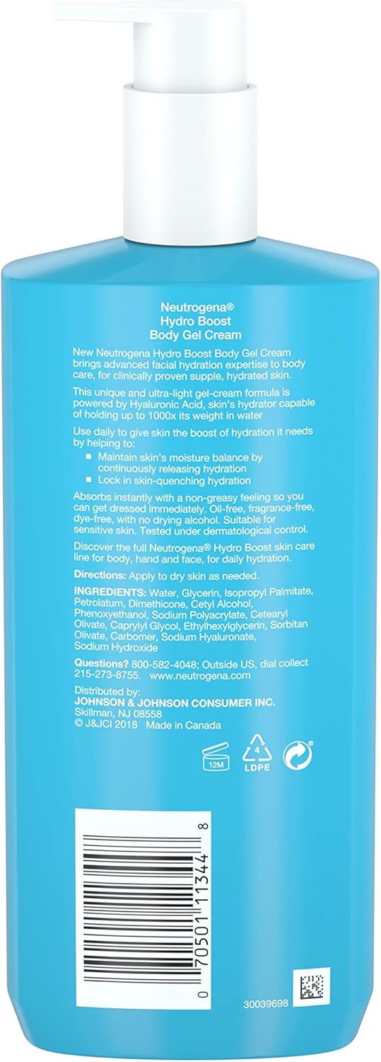 Neutrogena Hydro Boost Fragrance-free Hydrating Body Gel Cream, 16 Ounce : Beauty